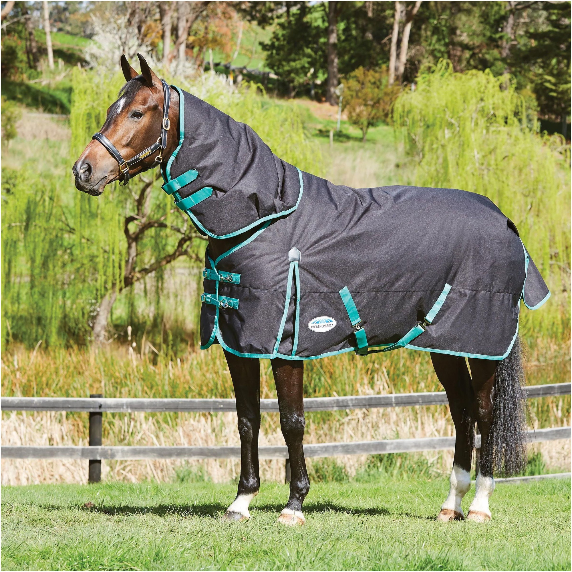 Weatherbeeta Green-Tec 900D Lite Plus Detach-A-Neck Rug  - Black / Bottle Green